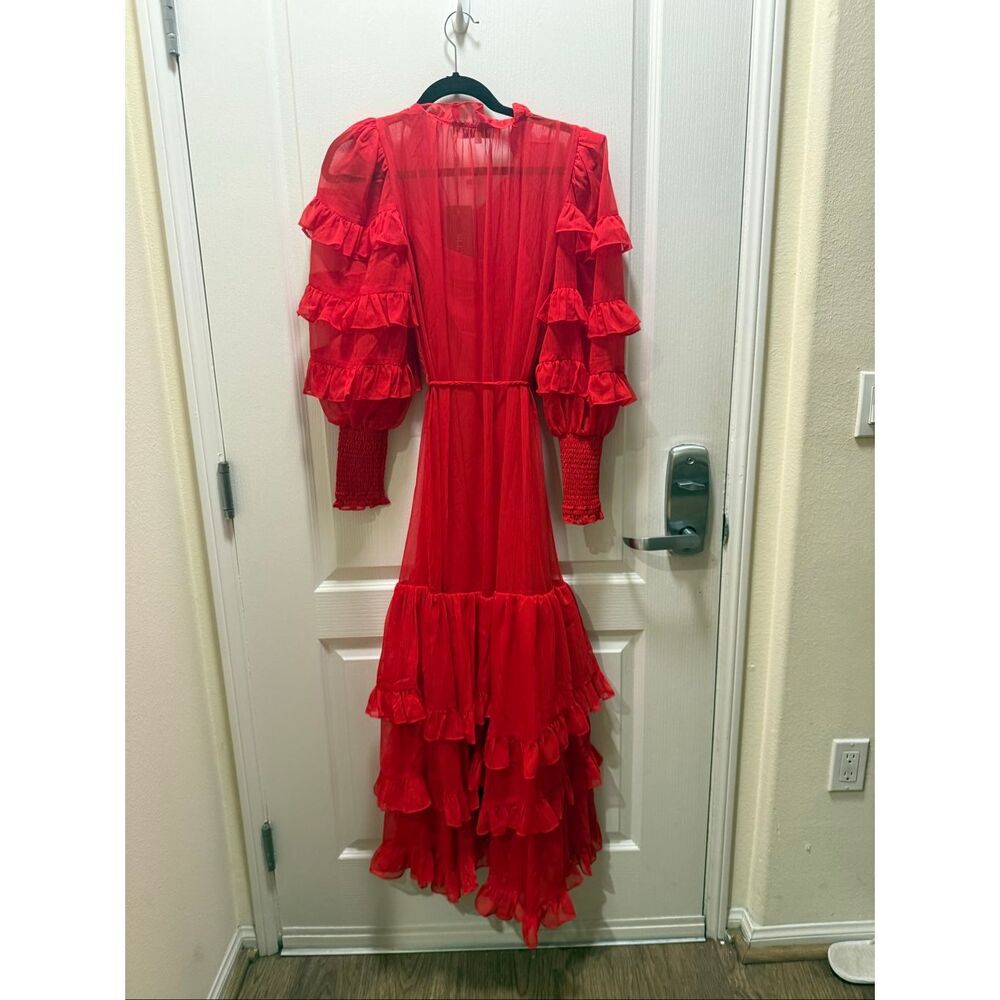 ELLIATT Lilja Long Sleeve Maxi Dress in Red Wedding Guest Cocktail Size S NWT - Picture 8 of 8